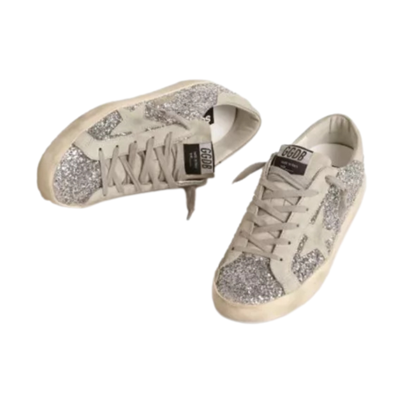 Golden Goose Superstar Glitter Silver Sneakers