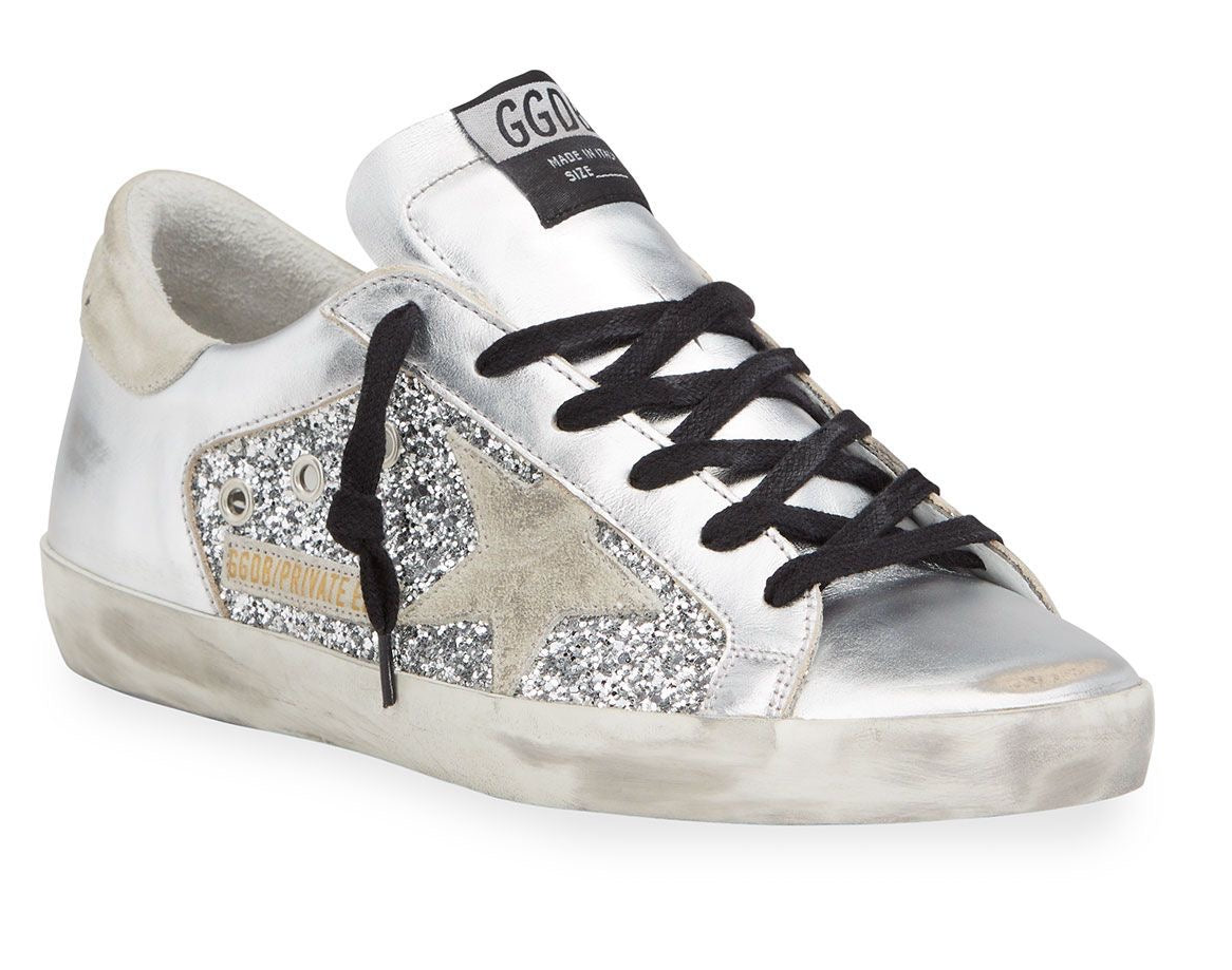 Golden Goose Metallic Glitter Low-Top Sneakers