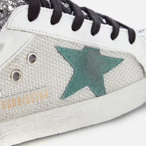 Golden Goose Women's Superstar Trainers - Silver Glitter/Cord Gum/Anise