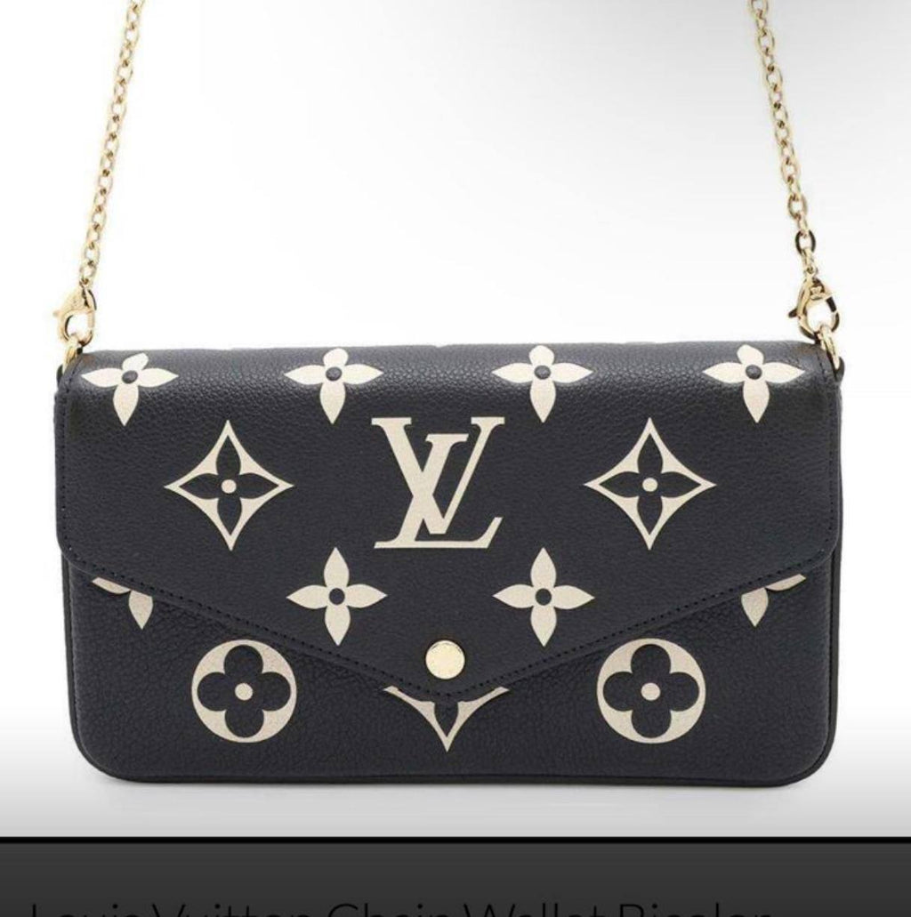 Louis Vuitton Chain Wallet Bicolor Empreinte Pochette Black