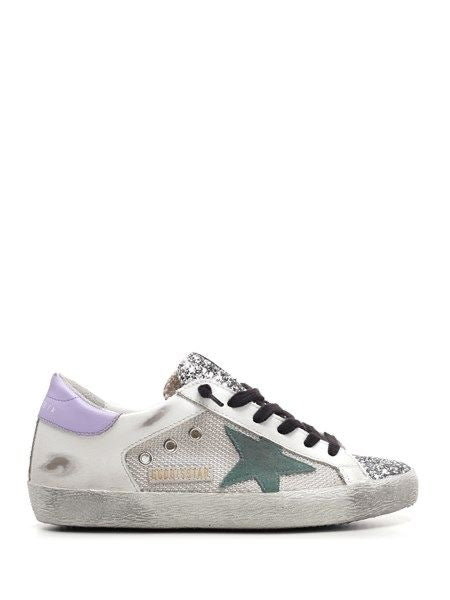 Golden Goose Women's Superstar Trainers - Silver Glitter/Cord Gum/Anise