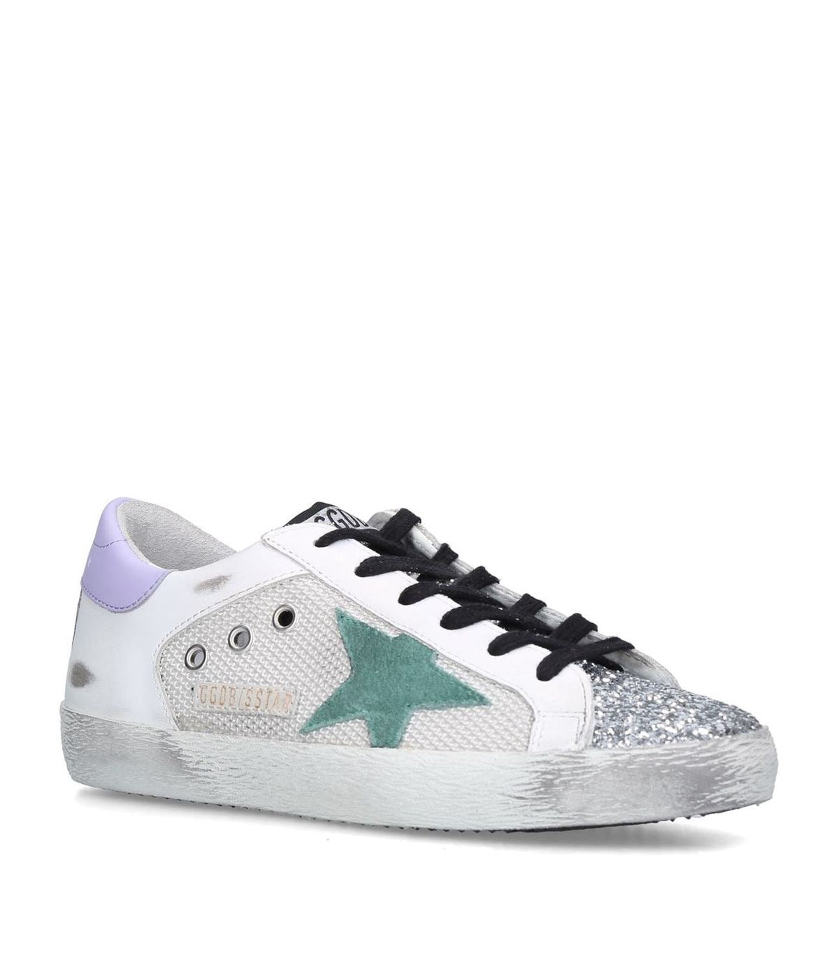 Golden Goose Women's Superstar Trainers - Silver Glitter/Cord Gum/Anise