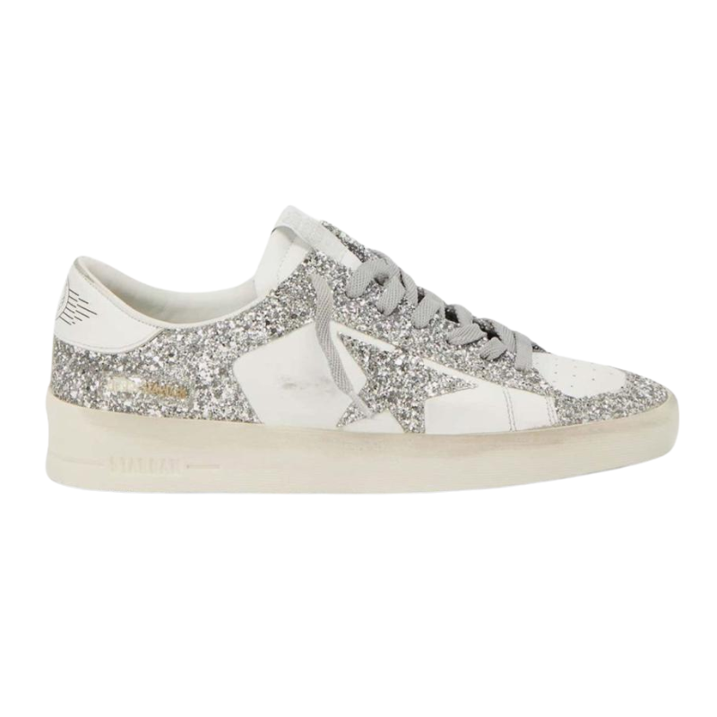 Golden Goose Baskets Stardan Cuir – Blanc Glitter