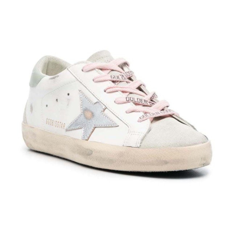 Golden Goose Super-Star Leather Sneakers – White Silver Aqua