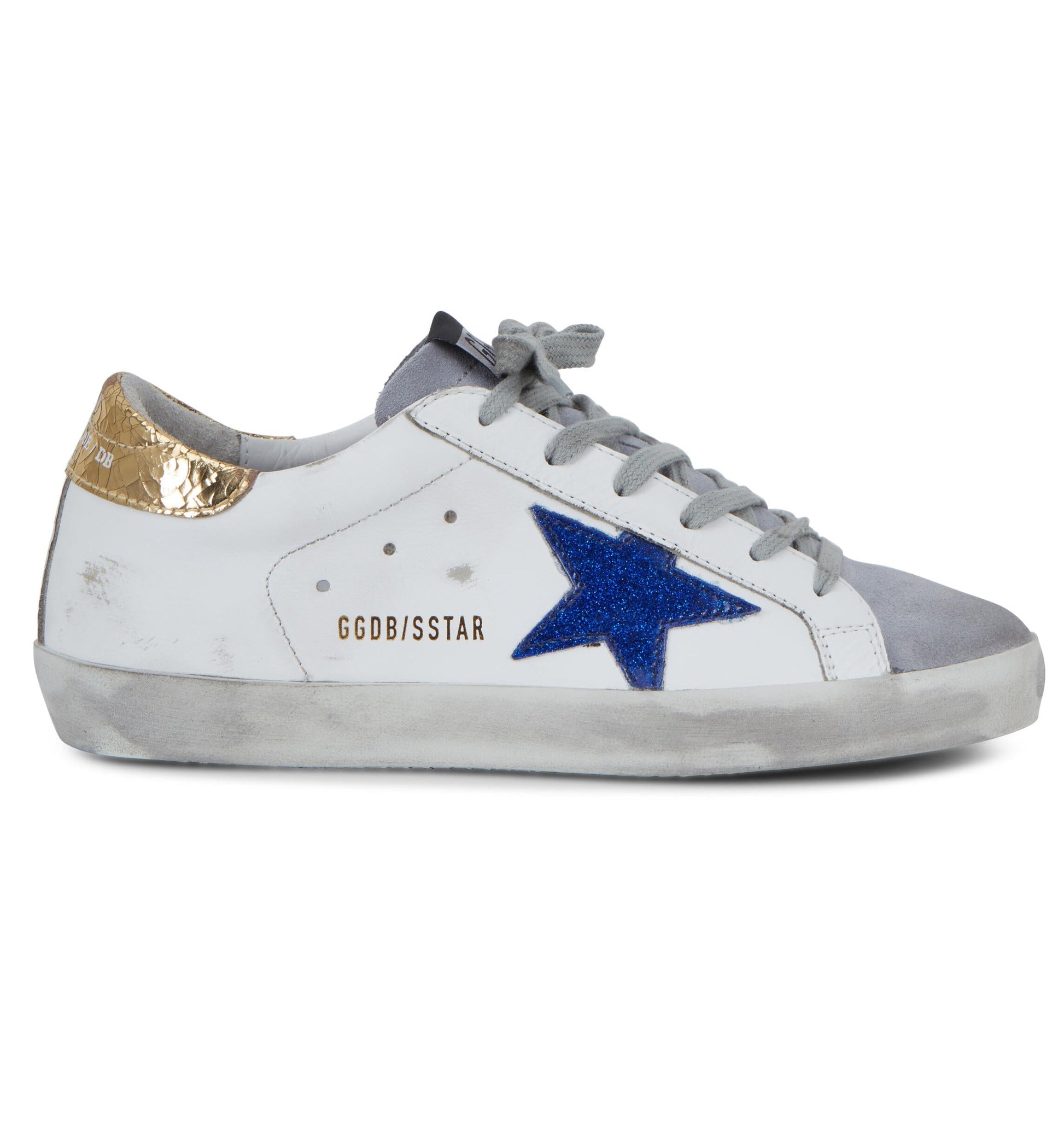 GOLDEN GOOSE
Superstar White & Blue Glitter Star Sneaker